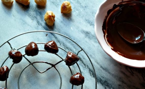 castanhas com chocolate